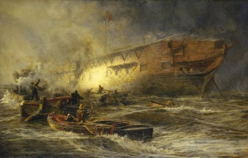 combat naval Navire de guerre Peinture à l'huile